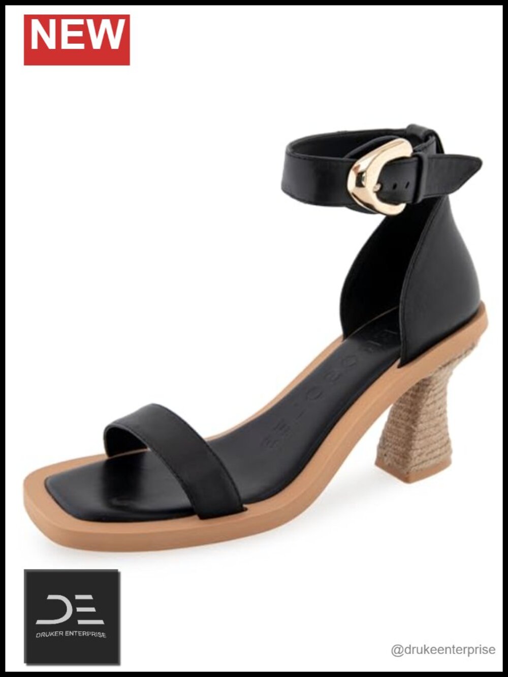 Women's Leather Heeled Sandals Spool Heel Ankle Strap